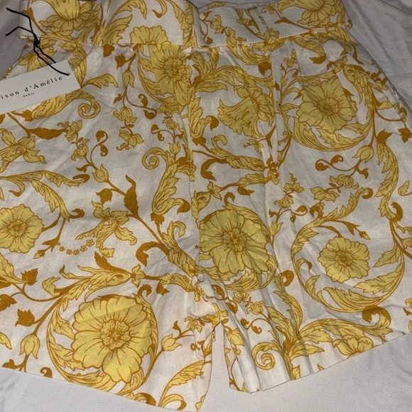 🔥NEW🔥 Maison D’Amélie Paris Designer High Waist Linen Paisley Belt Short size 6 - Picture 6 of 8